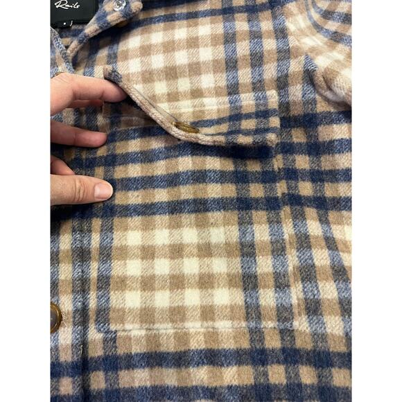 Rails Steffi Plaid Cropped Jacket, Size Small, Flannel Wool Blend, Blue/Beige - Picture 8 of 13